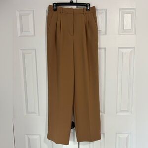 Aritzia Wilfred Tan Straight-Leg Trousers